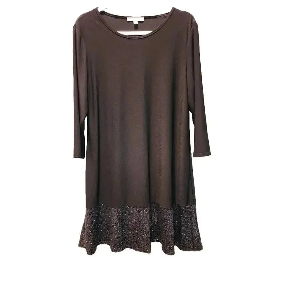 Annalee + Hope Women Black 3/4 Sleeve Swing Dress